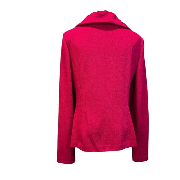 St. John Evening Raspberry Red Knit Jacket Size 10 | Rhinestone Button Blazer - Picture 7 of 10